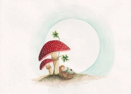 Birthday Postcard Waldorf - Mushroom Baby