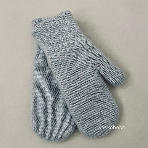 Double Layer Mittens Cashmere Wool - Beau Blue
