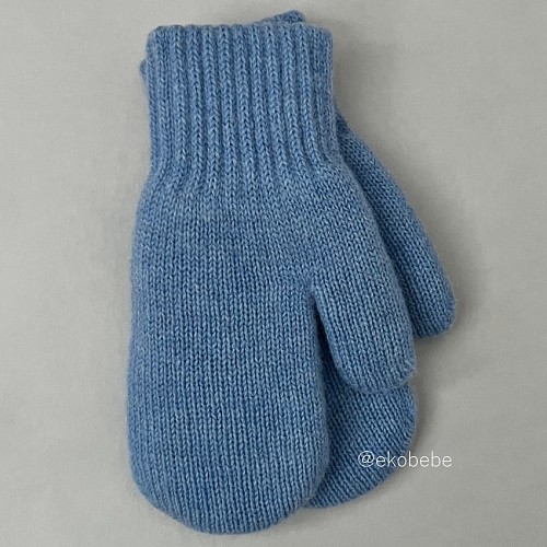 Double Layer Mittens Cashmere Wool - Deep Blue