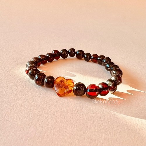 Adult Amber Bracelet with Hart Cherry