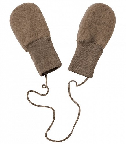 Wool Fleece Baby Mittens without Thumb - Walnut
