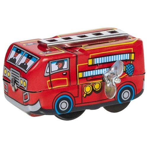 Vintage Fire Truck Tin Toy Wind Up
