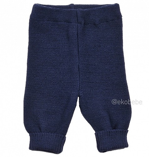 Knitted Merino Wool Baby Pants - Navy