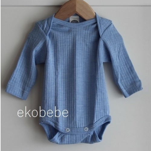 Cosilana Wool Silk Cotton Baby Body Long Sleeves - Blue