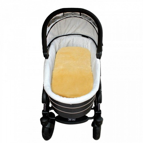 Blond Gold Sheepskin Mattress Baby Stroller - Patchwork