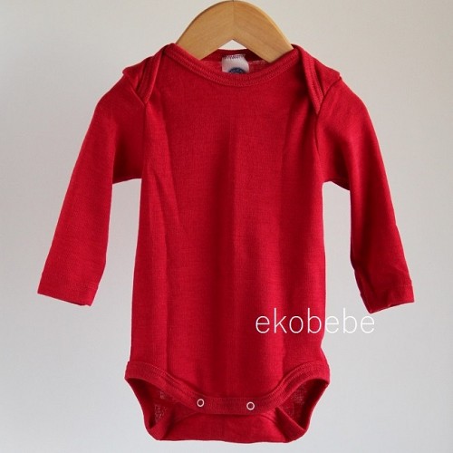 Cosilana Wool Silk Baby Body Long Sleeves - Red