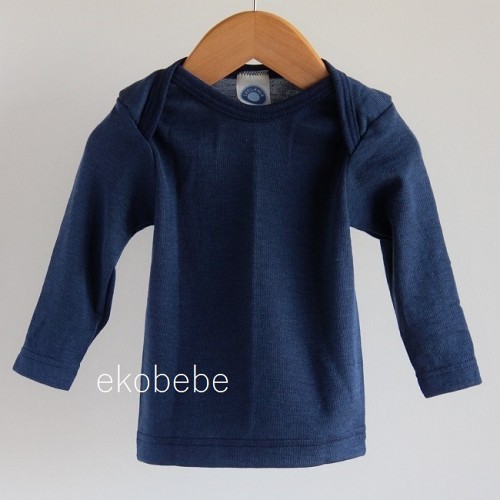 Cosilana Wool Silk Baby Shirt - Navy