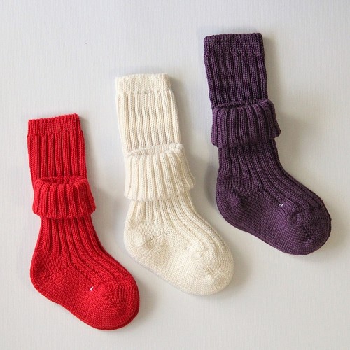 Organic Wool Baby Socks - Red