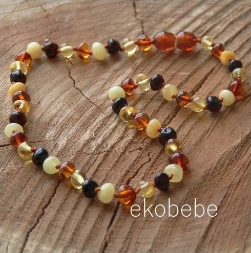 Baltic Amber Teething Necklace 32cm - Multi