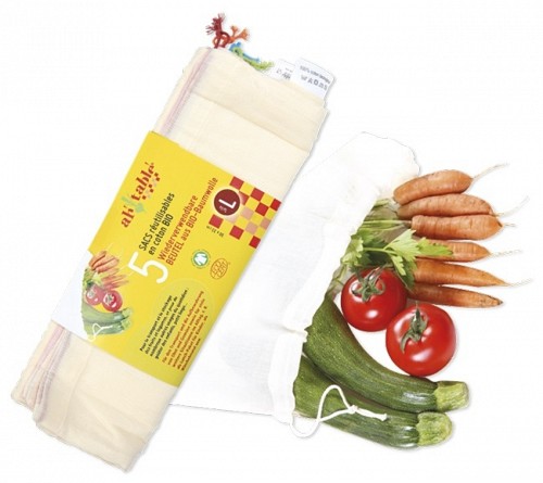 Reusable Organic Cotton Food Bag 30x35 Set of 5