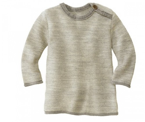 Disana Merino Wool Melange Pullover - Grey Natural
