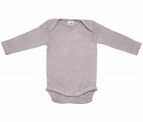 Cosilana Wool Silk Baby Body Long Sleeves - Grey melange