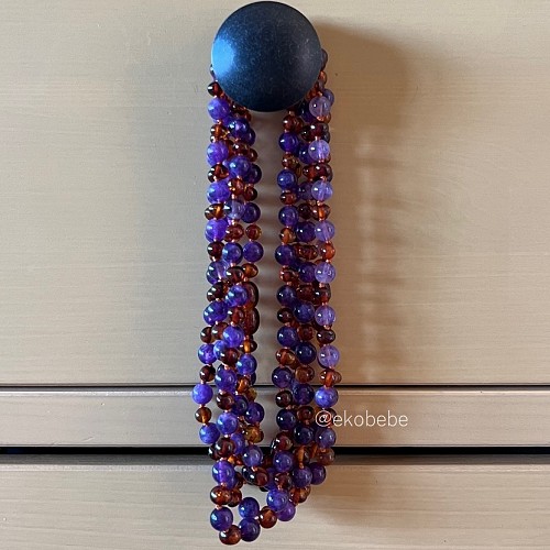 Amber Teething Necklace with Gemstones #7