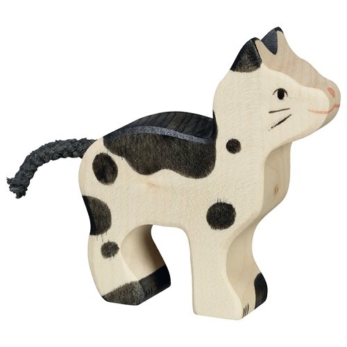 Holztiger Wooden Cat Black and White Small
