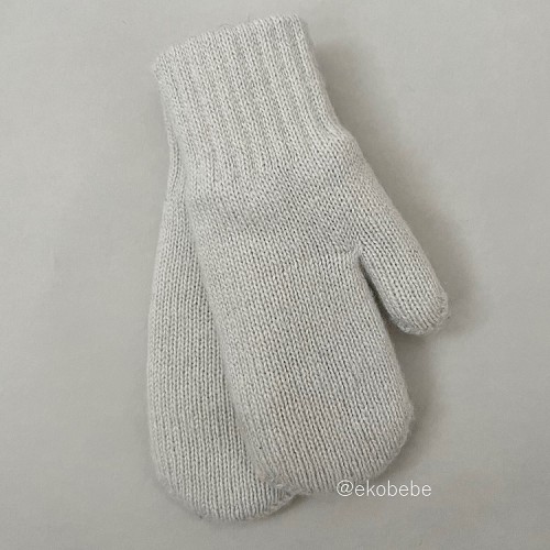 Double Layer Mittens Cashmere Wool - Fog