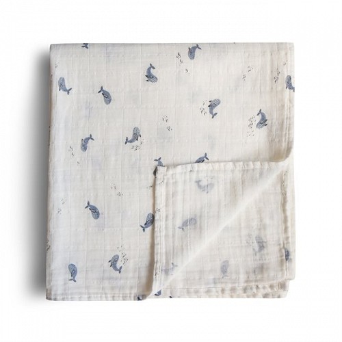 Mushie Swaddle Blanket - Whales