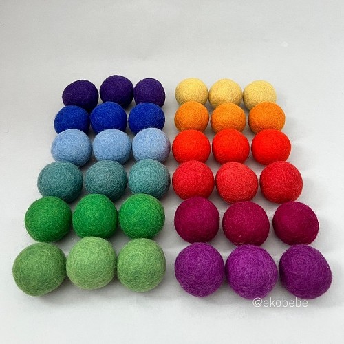 Papoose Toys Felt Balls 5,0 cm 12 Goethe Colours
