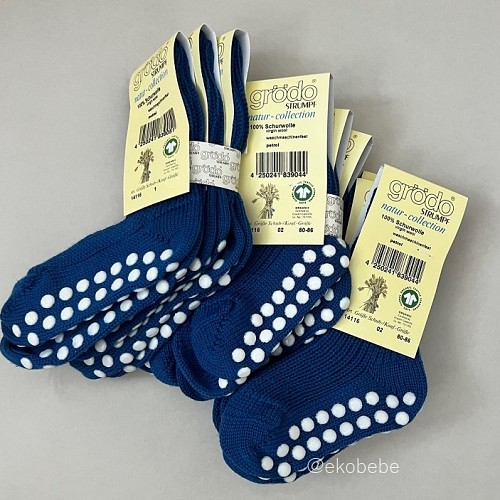Wool Children Socks with Non-Slip Protection Blue