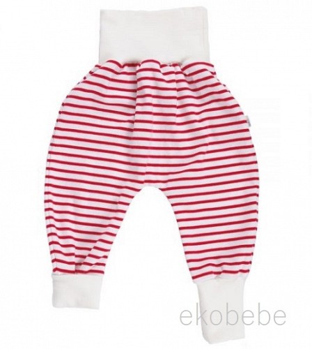 Baby Pants Organic Cotton - Striped Red