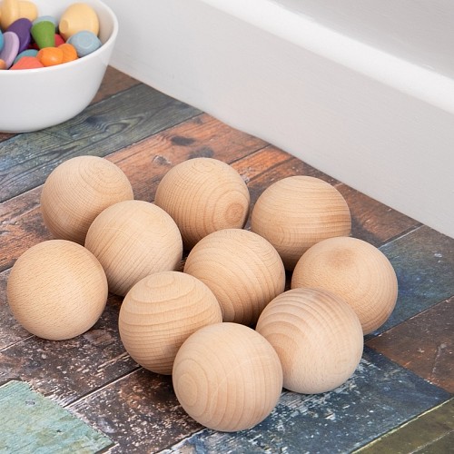 Large Natural Wooden Balls 50mm (10 balls)