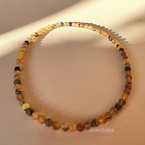 Adult Amber Necklace Round Earth Raw 47cm