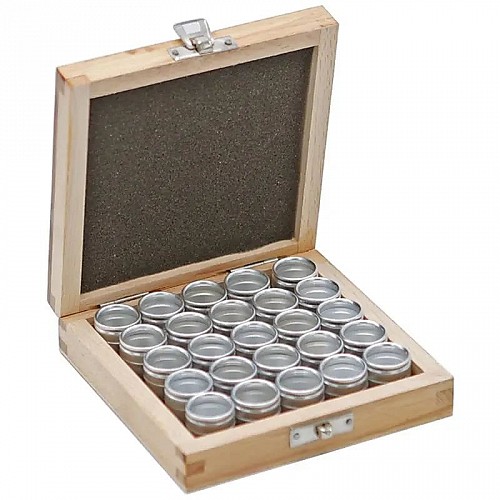 Wooden Window Tester Box with 25 Window Tins - Sampler