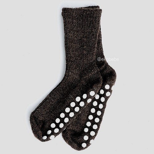 Wool Children Socks with Non-Slip Protection Brown