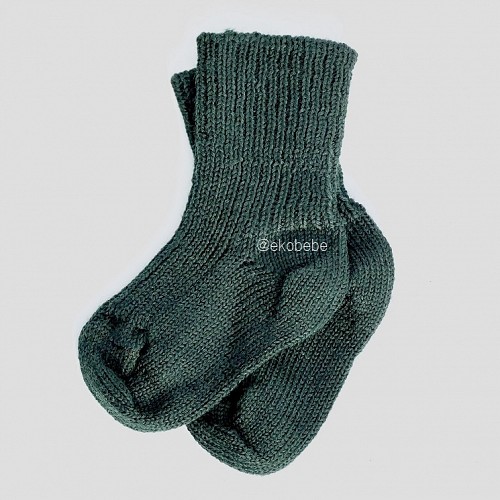 Babies | Kids 100% Wool Socks - Dark Green