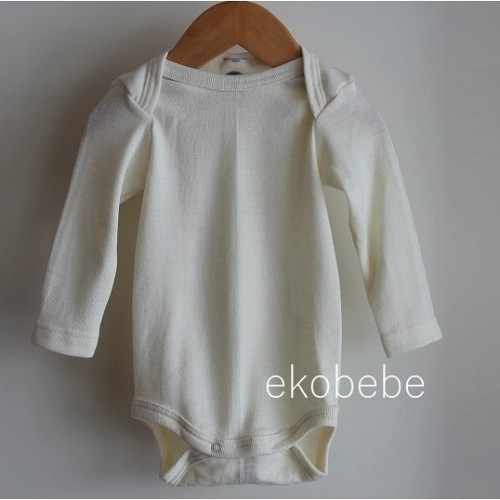 Cosilana Wool Silk Baby Body Long Sleeves - Natural
