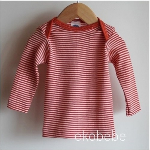 Cosilana Striped Wool Silk Long Shirt - Orange