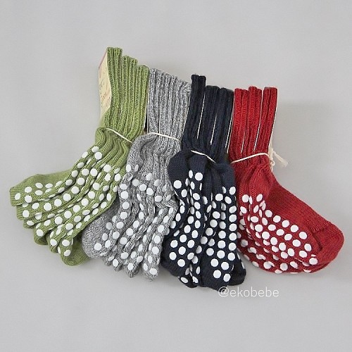 Wool Children Socks with Non-Slip Protection Red