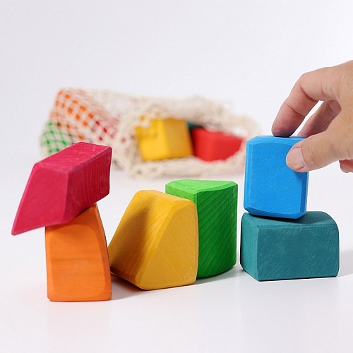 Grimms Colored Wooden Waldorf Blocks - Rainbow Colors