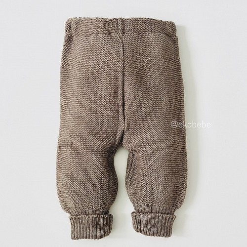 Knitted Merino Wool Baby Pants - Brown Grey