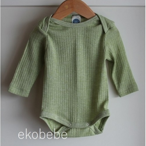 Cosilana Wool Silk Cotton Baby Body Long Sleeves - Green