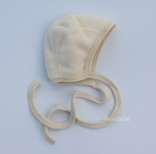 Cosilana Wool Cotton Fleece Baby Bonnet - Natural