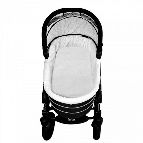 Sheepskin Mattress Baby Stroller Patchwork - White