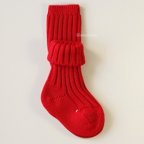 Organic Wool Baby Socks - Red