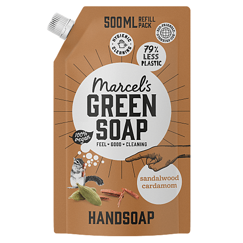 VEGAN Hand Soap Refill Bag 500ml - Sandlewood & Cardamom