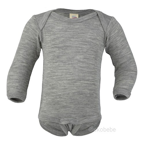 Engel Natur Body Long Sleeves Wool/Silk - Grey Melange