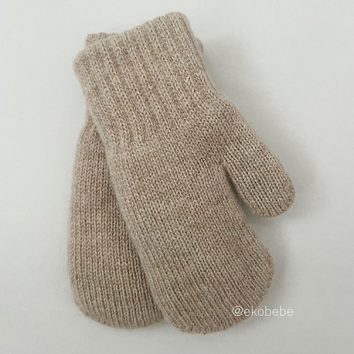 Double Layer Mittens Cashmere Wool - Sand