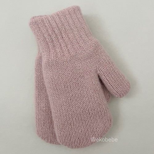 Double Layer Mittens Cashmere Wool - Rose