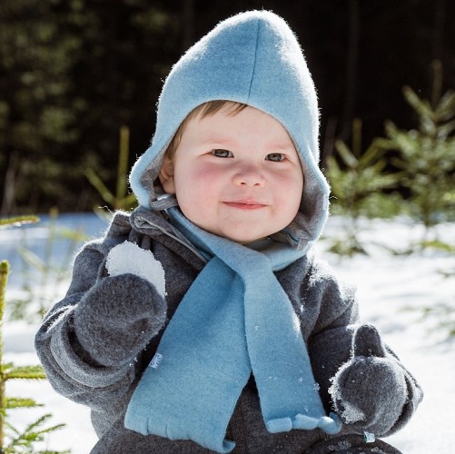 Wool Fleece Winter Baby Hat - Light Blue