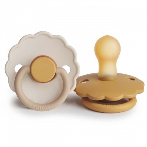 FRIGG Pacifier Daisy Latex 2 Pack - Chamomile & Honey Gold