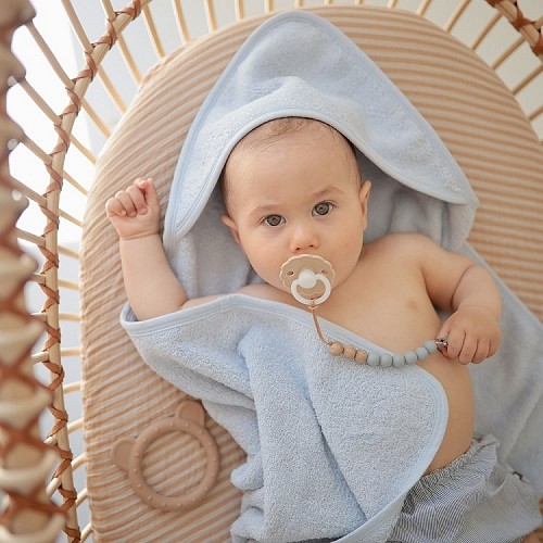 Mushie Hooded Towel - Baby Blue