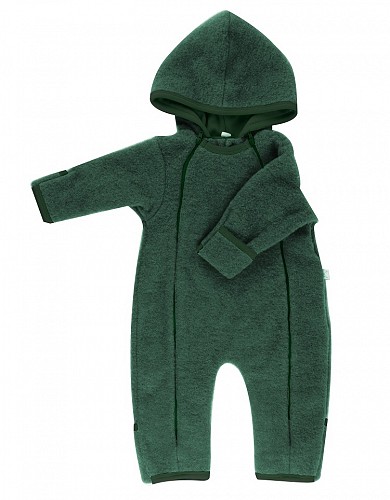 Premium Baby Winter Overall Wool Fleece - Dark Green Melange