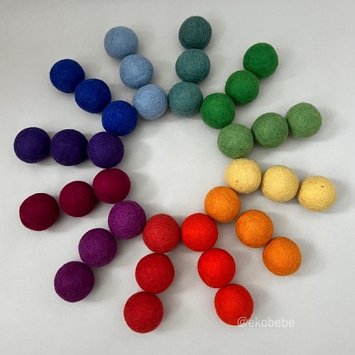 Papoose Toys Felt Balls 5,0 cm 12 Goethe Colours