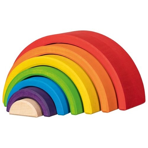 Wooden Rainbow Building Blocks Rainbow Colors - Medium