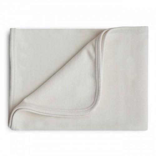Mushie Lightweight Ribbed Baby Blanket - Ivory