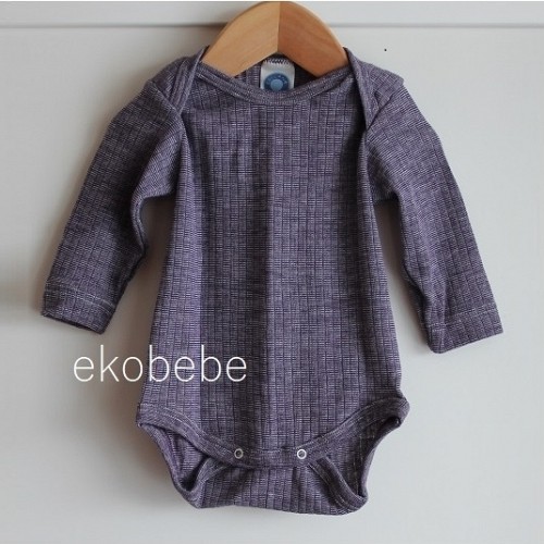 Cosilana Wool Silk Cotton Baby Body Long Sleeves - Purple