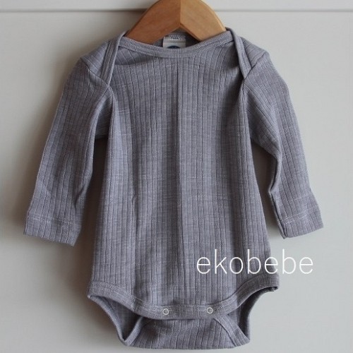 Cosilana Wool Silk Cotton Baby Body Long Sleeves - Grey